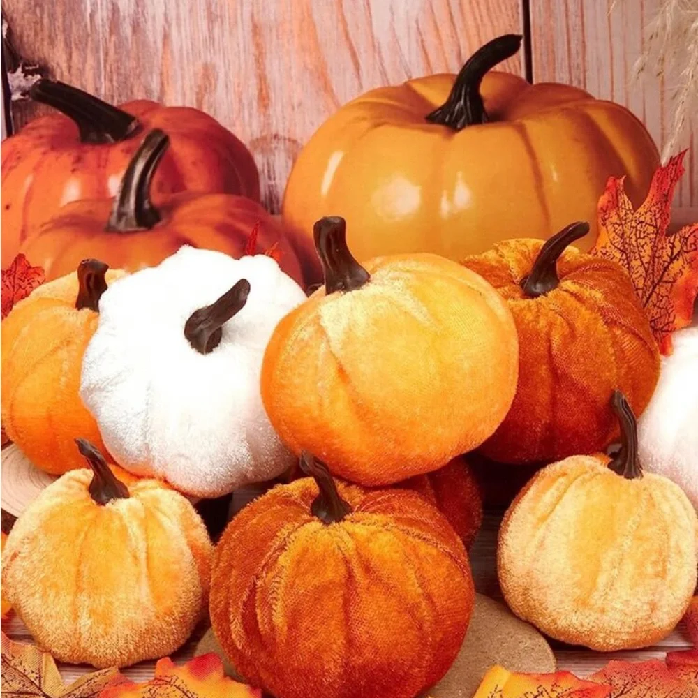 🎃 2X VELVET DECORATIVE PUMPKINS 🎃